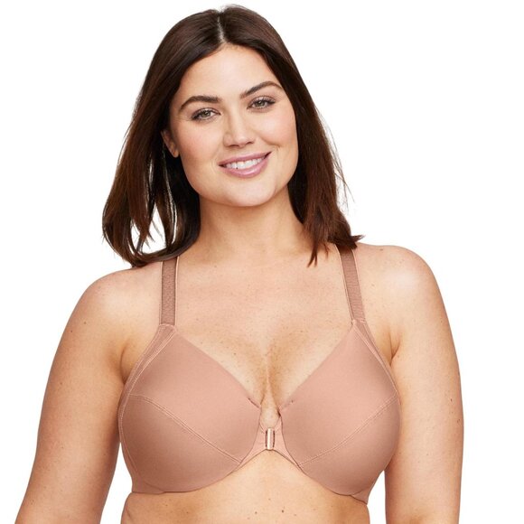 NEW Glamorise Size Front-Closure Smoothing Wonderwire Bra Cappuccino Brown 34C - Picture 8 of 12